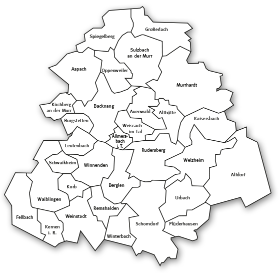 Landkarte Rems-Murr-Kreis