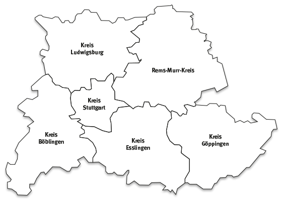 Landkarte Region Stuttgart